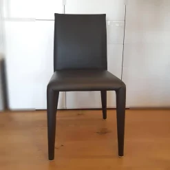 4-er Set Stuhl Vol au Vent Leder Gamma Grau