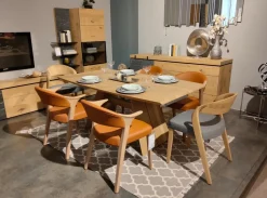 6er Set Stuhl V-Rock Stoff Curl Steel Grau Und Leder LV Cognac Orange Braun Gestell Alteiche Rustiko