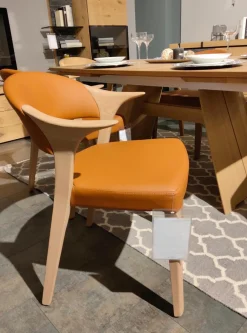 6er Set Stuhl V-Rock Stoff Curl Steel Grau Und Leder LV Cognac Orange Braun Gestell Alteiche Rustiko