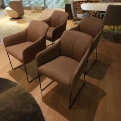 4er Set Stuhl Youma Casual Leder Kenia Rock 19 Braun Drahtkufengestell M11 Schwarz