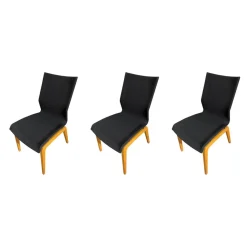 3er Set Stuhl ZS90 Zweigl Stoff ST510 Tundra Schwarz Gestell Rustikal Asteiche Massivholz Geölt