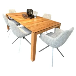 6er Set Stuhlgruppe Pegara 13 Bezug Stoff Coco Und Shell 196 Grau Drehgestell Prisma Silber Mit Gleitern Schwarz