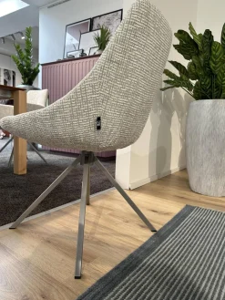 6er Set Stuhlgruppe Pegara 13 Bezug Stoff Coco Und Shell 196 Grau Drehgestell Prisma Silber Mit Gleitern Schwarz