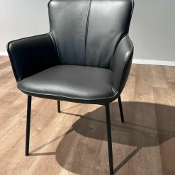 4er Set Stuhlsessel 655 Leder 40 300 Dunkelbraun Gestell Stahl Verkehrsschwarz Mit Kunststoffgleitern