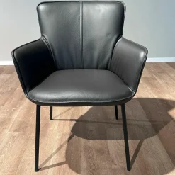 4er Set Stuhlsessel 655 Leder 40 300 Dunkelbraun Gestell Stahl Verkehrsschwarz Mit Kunststoffgleitern