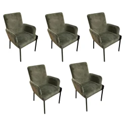 5er Set Stuhlwerk 2 Bezug Stoff Uni Adore Hunter Grau 4 Fuß Gestell Umbragrau