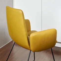 2-er Stuhlgruppe Arva Light Mit Armlehne Leder Sauvage Citrin 8118 Drahtkufe Schwarz