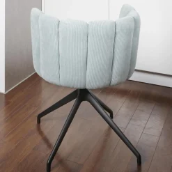 2-er Stuhlgruppe Gaia Rücken Stoff Lisboa 18 Sitz Leder Silk Dark Olive 182 4-Fuß Sterngestell Schwarz