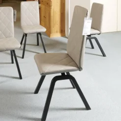 6-er Stuhlgruppe Mango Leder Paloma Silver Grey Gestell Schwarz 36 Buche Gebeizt Und Lackiert Mit Balance Adapt