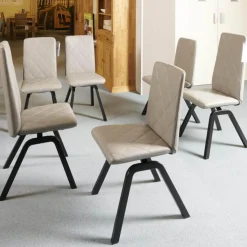 6-er Stuhlgruppe Mango Leder Paloma Silver Grey Gestell Schwarz 36 Buche Gebeizt Und Lackiert Mit Balance Adapt