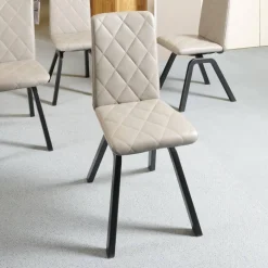 6-er Stuhlgruppe Mango Leder Paloma Silver Grey Gestell Schwarz 36 Buche Gebeizt Und Lackiert Mit Balance Adapt