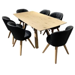 6er Stuhlset Romy Bezug Leder 40 16 Gestell Kerneiche Natur Massiv Ohne Tisch