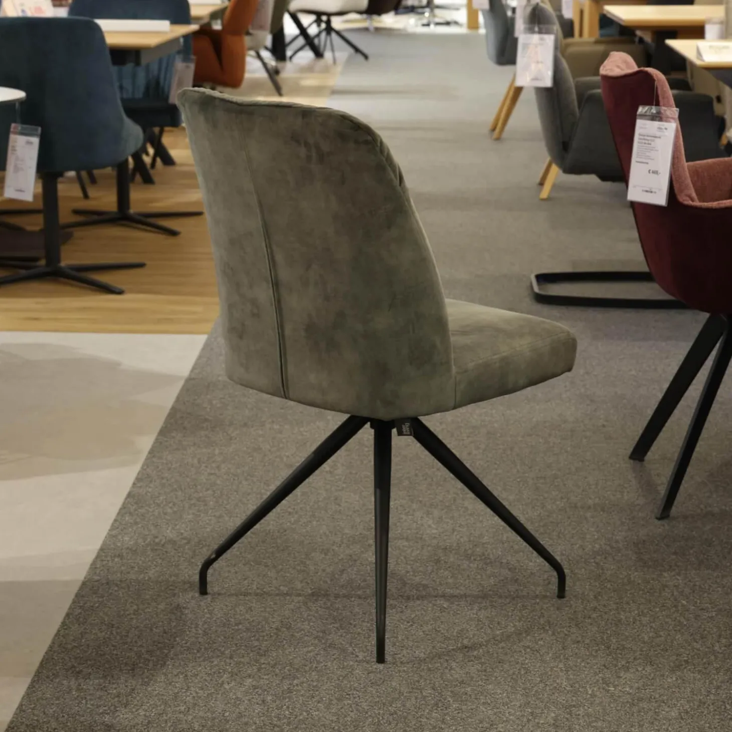 6er-Ser Set Stuhl 5110 Stoff Genova Forest Grau Gestell Metall Schwarz