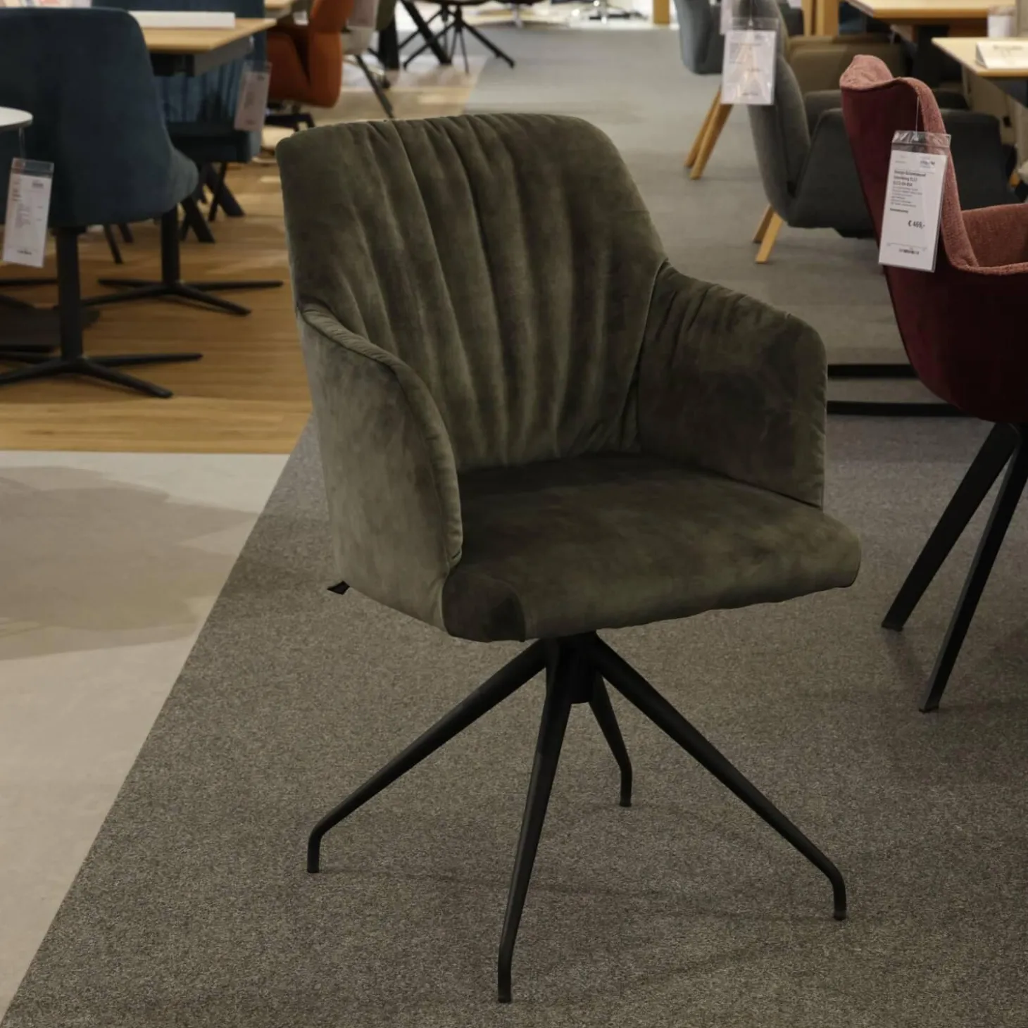 6er-Ser Set Stuhl 5110 Stoff Genova Forest Grau Gestell Metall Schwarz