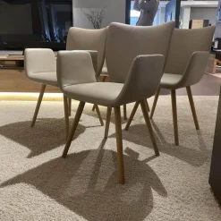 4er-Set Armlehnpolsterstuhl Kasaar Leder Prestige M 131 Kiesel Gestell Eiche Puro Geölt