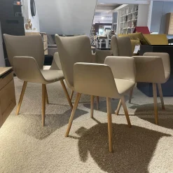 4er-Set Armlehnpolsterstuhl Kasaar Leder Prestige M 131 Kiesel Gestell Eiche Puro Geölt