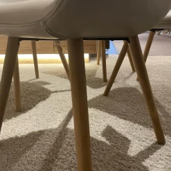 4er-Set Armlehnpolsterstuhl Kasaar Leder Prestige M 131 Kiesel Gestell Eiche Puro Geölt