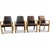 4er-Set Armlehnstühle Leder 508 Dark Brown Gestell Lackiert