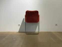 4er-Set Armlehnstuhl D43 Geflecht Rot Sitzkissen Leder Rückenkissen Stoff