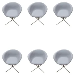 6er-Set Armlehnstuhl Duna 02 Kunstleder Valencia Spradling VL04.045 Grau Spinnenfuß Cro Stahl Verchromt Drehbar