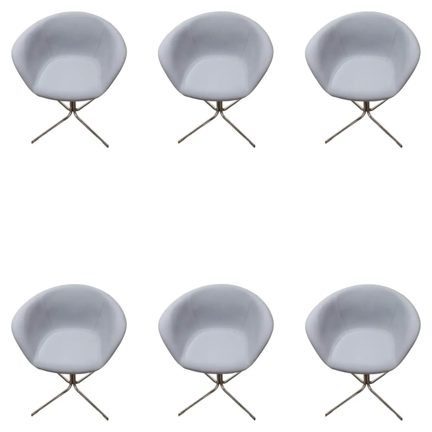 6er-Set Armlehnstuhl Duna 02 Kunstleder Valencia Spradling VL04.045 Grau Spinnenfuß Cro Stahl Verchromt Drehbar