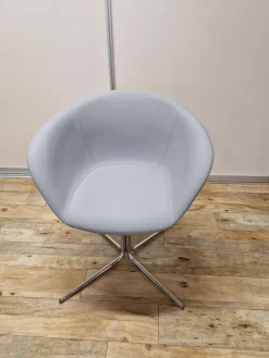 6er-Set Armlehnstuhl Duna 02 Kunstleder Valencia Spradling VL04.045 Grau Spinnenfuß Cro Stahl Verchromt Drehbar