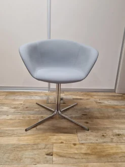 6er-Set Armlehnstuhl Duna 02 Kunstleder Valencia Spradling VL04.045 Grau Spinnenfuß Cro Stahl Verchromt Drehbar