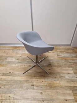 6er-Set Armlehnstuhl Duna 02 Kunstleder Valencia Spradling VL04.045 Grau Spinnenfuß Cro Stahl Verchromt Drehbar