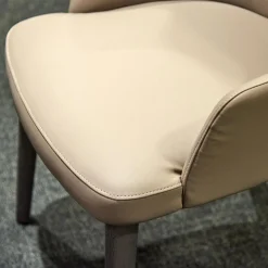 2er-Set Armlehnstuhl Eva Bezug Kunstleder A Talpa Beige Gestell Eiche Grigio Grau