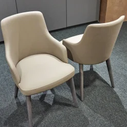 2er-Set Armlehnstuhl Eva Bezug Kunstleder A Talpa Beige Gestell Eiche Grigio Grau