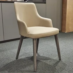 2er-Set Armlehnstuhl Eva Bezug Kunstleder A Talpa Beige Gestell Eiche Grigio Grau