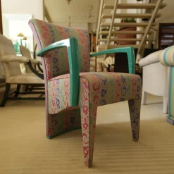 2er-Set Armlehnstuhl Extra Stoff Mehrfarbig Lack Hochglanz Grün