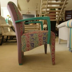 2er-Set Armlehnstuhl Extra Stoff Mehrfarbig Lack Hochglanz Grün