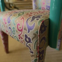 2er-Set Armlehnstuhl Extra Stoff Mehrfarbig Lack Hochglanz Grün