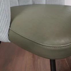 2er-Set Armlehnstuhl Gaia Rundrohrgestell Bezug Rücken Stoff Lisboa Farbe 18 Sitz Leder Silk Dark Olive