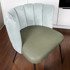 2er-Set Armlehnstuhl Gaia Rundrohrgestell Bezug Rücken Stoff Lisboa Farbe 18 Sitz Leder Silk Dark Olive