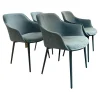 4er-Set Armlehnstuhl Kedua 4061 Bezug Stoff Bel-321 A Blau Metallfuß Dreieckig Petrol Dunkelblau