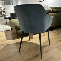 4er-Set Armlehnstuhl Kedua 4061 Bezug Stoff Bel-321 A Blau Metallfuß Dreieckig Petrol Dunkelblau