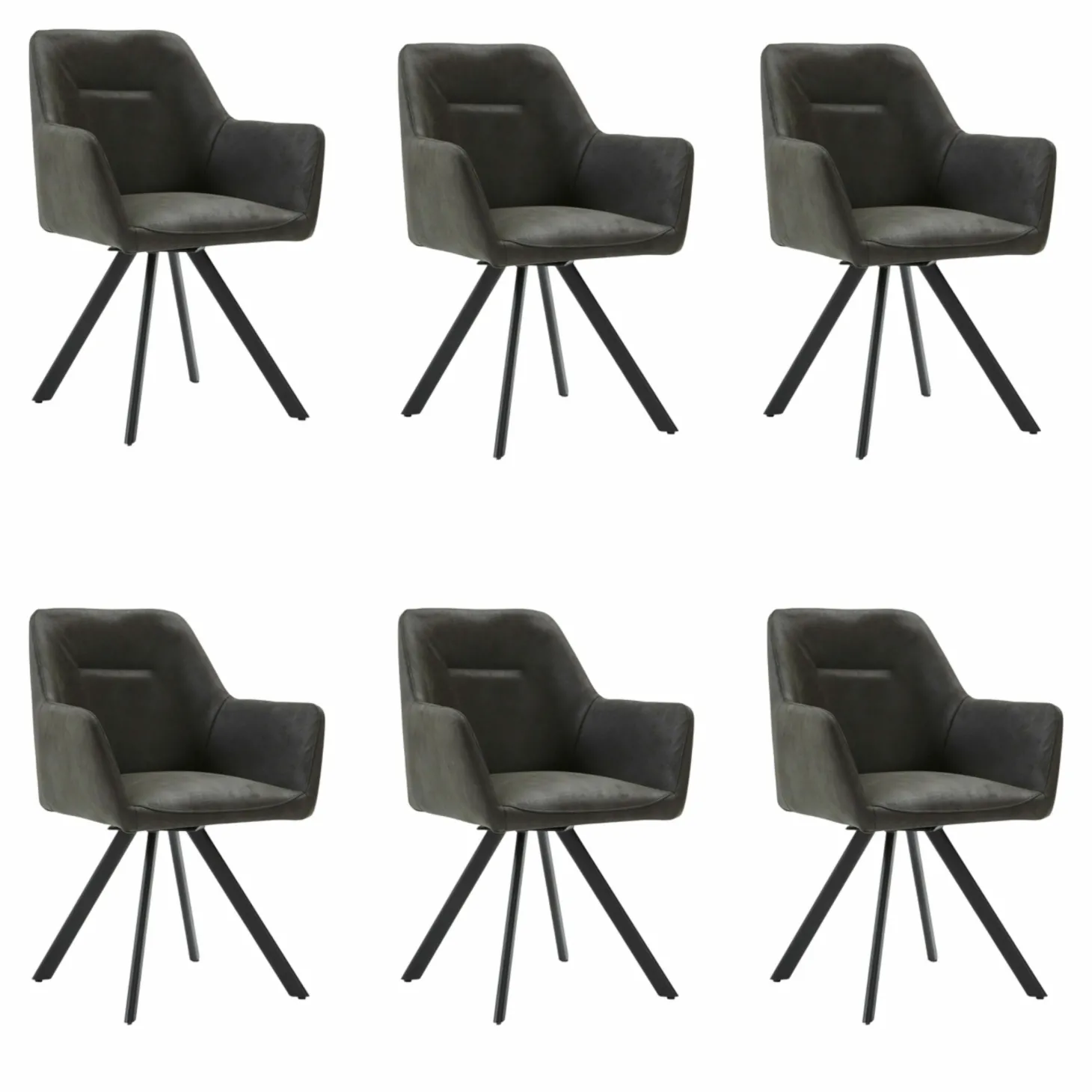 6er-Set Armlehnstuhl Lindale Stoff Guarda Anthrazit