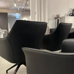 6er-Set Armlehnstuhl Mara Cruz Leder Senso 1000 Schwarz Gestell Metall Epoxy Granite Anthrazit Matt