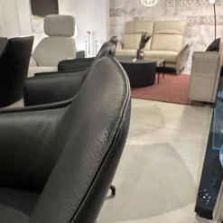 6er-Set Armlehnstuhl Mara Cruz Leder Senso 1000 Schwarz Gestell Metall Epoxy Granite Anthrazit Matt