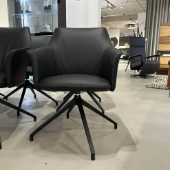 6er-Set Armlehnstuhl Mara Cruz Leder Senso 1000 Schwarz Gestell Metall Epoxy Granite Anthrazit Matt