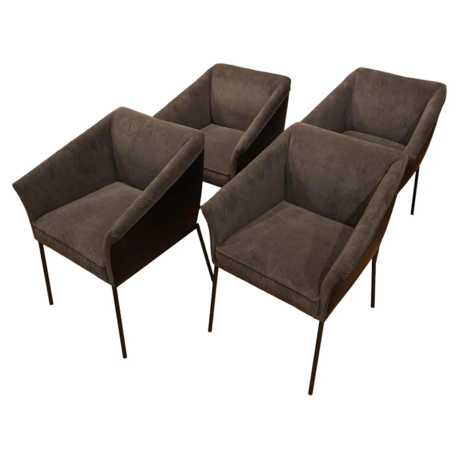 4er-Set Armlehnstuhl Milo Bezug Innen Stoff Lisboa 1 Grau Außen Leder Glove Schwarz Gestell Struktur Anthrazit