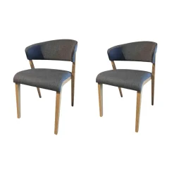 2er-Set Armlehnstuhl S 500 Stoff 4503 Grau Füße Eiche