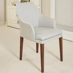 4er-Set Armlehnstuhl Saloni Bezug 1602-15 Gestell Nussbaum Geölt