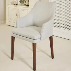 4er-Set Armlehnstuhl Saloni Bezug 1602-15 Gestell Nussbaum Geölt