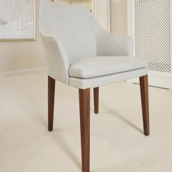 4er-Set Armlehnstuhl Saloni Bezug 1602-15 Gestell Nussbaum Geölt