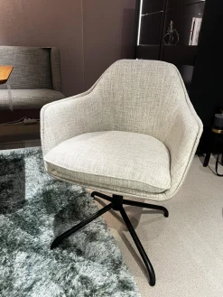 2er-Set Armlehnstuhl Sophie Innen Stoff Sama 072 Papyrus Creme Außen Leder Nature Lavagrau Gestell Schwarz Pulverbeschichtet