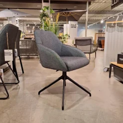 4er-Set Armlehnstuhl Turn Outdoorstoff Seidenschwarz Gestell Aluminium Schwarz Matt