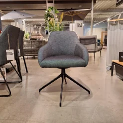 4er-Set Armlehnstuhl Turn Outdoorstoff Seidenschwarz Gestell Aluminium Schwarz Matt